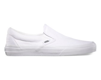 Women's White Slip On Vans-Customizable