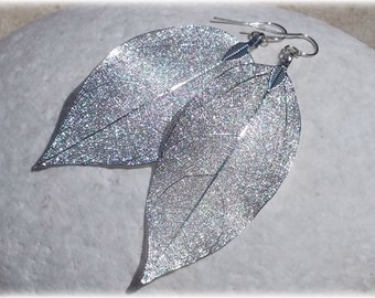 Real leaf earrings, Silver leaf earrings, Gold, Rose gold, Bridal earrings, Boho jewelry, Natural Jewelry