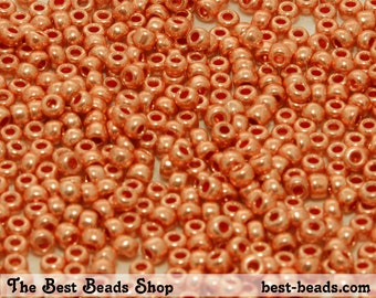 25g (1000pcs) Metallic Orange Rocaille 8/0 (2.9mm) Preciosa Czech Glass Seed Beads