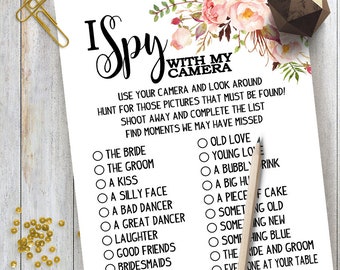I Spy with my Camera Wedding Game Photo Hunt Reception Activity Party Game Instant download 33 G101
