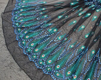 Peacock lace fabric | Etsy