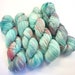 Turquoise/ hand dyed yarn/ recycled/ upcycled/ 8 ply/ DK weight/ variegated/ 100 per cent wool/ Magalenha