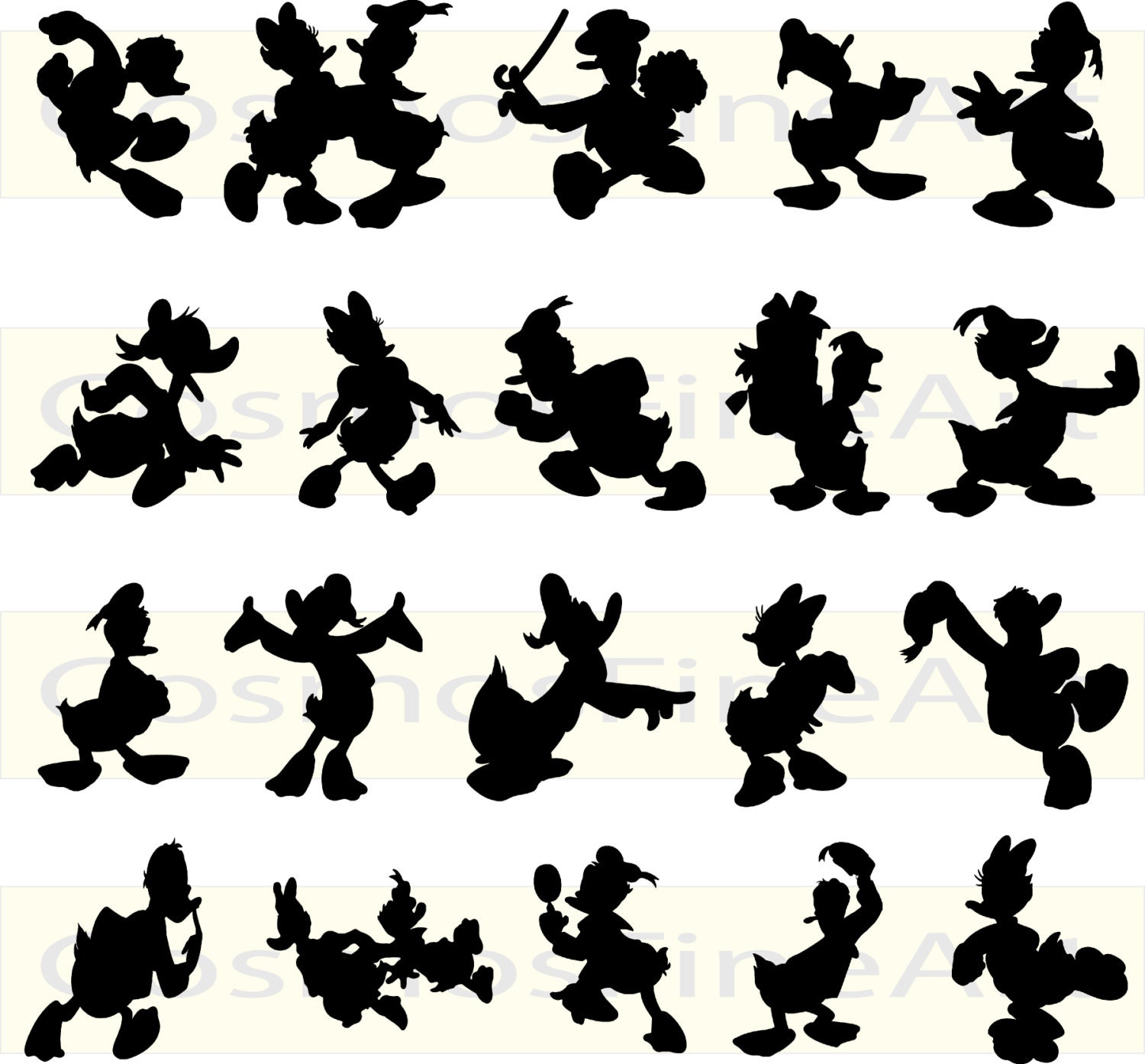 Donald and daisy duck silhouette digital clipart 20 PNG 20