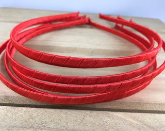 Red Satin Wrapped Metal Headband, red 5mm headband, red headband, red 5mm metal headband, DIY Hard Headband