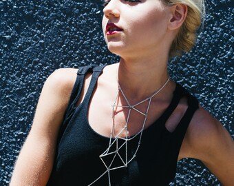Bralette chain bra, bralette jewelry, chain bralettes, jewelry bra, boho layered choker, bra chain, bralette chain choker, thin chain choker