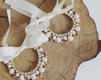 Boho bridal anklet. Boho ankle bracelet. Boho anklet. Boho ankle cuff. Ankle chain. Chunky pearl. Gold anklet. Pair of anklets. Ribbon.