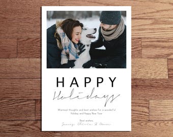 DIGITAL FILE - Christmas Photo Card - Happy Holidays - 5x7 / 4x6