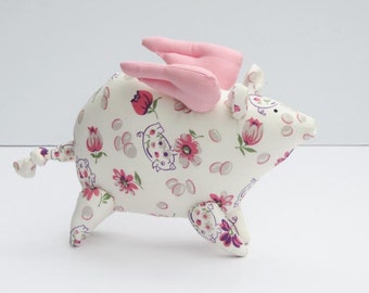 Flying pig stuffed animal toy softie plush pig When pigs fly toy child friendly stuffed toy gift idea for birthday get well and cheer up