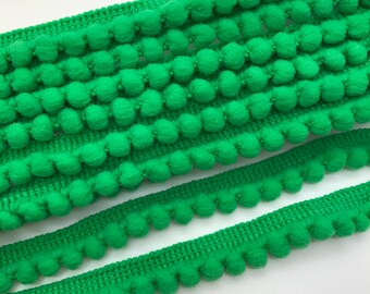 Green Pom Pom Trim, Pom Pom Ribbon, Mini Pom Trim, Decorative Ribbon.