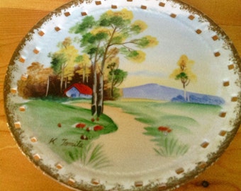 VintageNorleans Hand painted and Artist Signed Decorative Wall Hanger Plate
