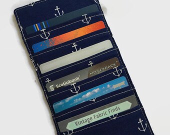 Credit Card Holder, Anchors Card Holder, Nautical Card Holder, Business Card Holder, Loyalty Card Case, Women's Wallet Organizer