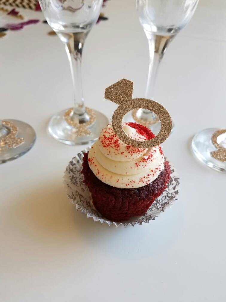Glitter Engagement Diamond Ring set of 12 Cupcake
