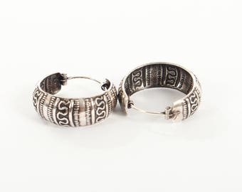 Sterling Silver Oxidised Bali Earrings