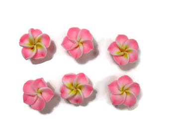 15 mm Polymer Clay Plumeria Flowers Set of 6 (SP4)