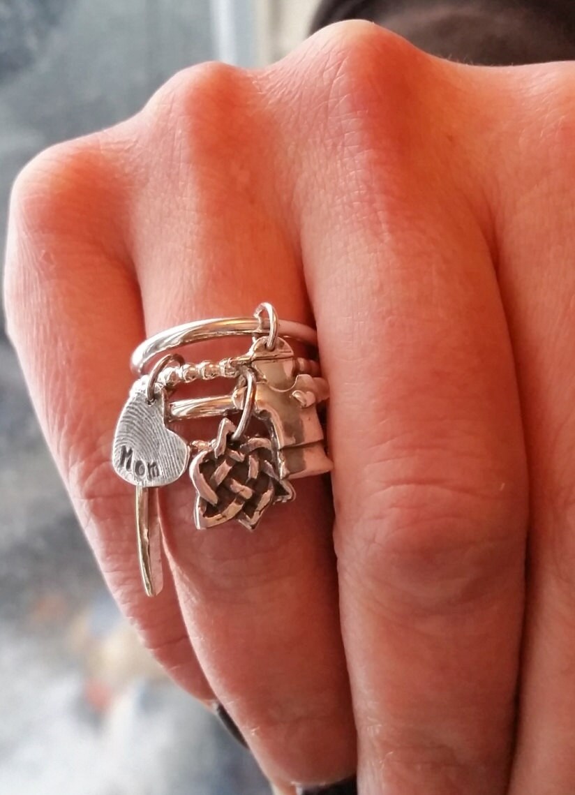 4 band Charm ringcharmsmom ringstack ringpersonalized