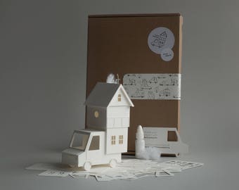 Home Delivery - DIY papercraft kit pre-cut paper house model, architectural sculpture