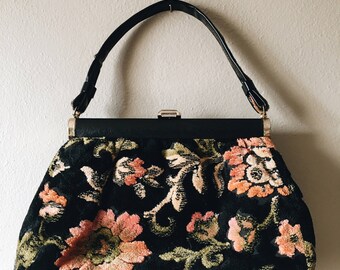 Vintage Floral Tapestry Handbag