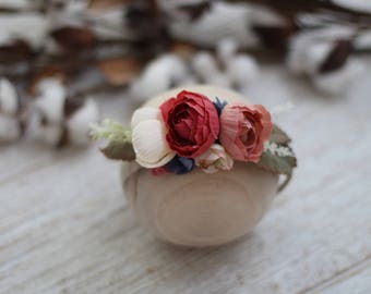 Newborn floral halo, Newborn photography prop, Handmade crown, Floral crown, Flower crown, Silk flowers, Photo prop, Newborn photo prop