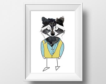 Raccoon Collage Illustration