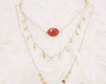 Autumn triple chain necklace