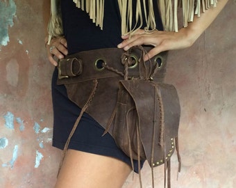 Leather belt bag / Fanny pack / Leather Utility Belt Bag / Festival hip bag / Boho bag / High quality hand made / Infinite styles