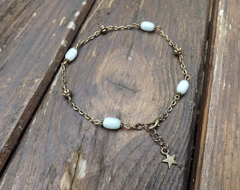 "nella" beads amazonite anklet