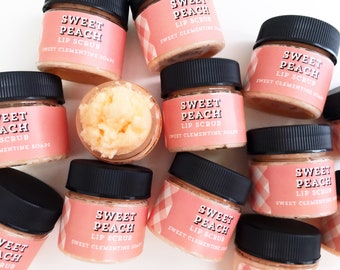 Peach Lip Scrub, Lip Butter, Lip Polish, Avocado Butter Polishing Sweet Peach Flavored Lip Scrub
