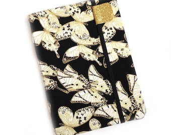 Kindle Paperwhite cover - Butterfly Luxe - Kindle Touch, Basic - hardcover eReader case - gold and black butterflies