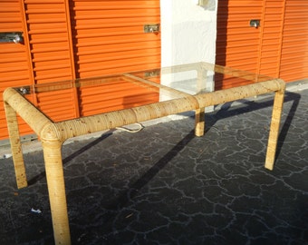 Vintage Rattan Wrapped Dinning Table