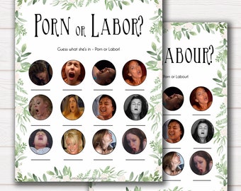 Porn or Labour Game, Labor or Porn Baby Shower Game, Porn or Labor, Labour or Lovin Baby Shower Game, Greenery Baby, Porn or Labor Game GL18
