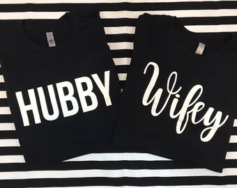 Wifey Hubby Married Wedding Honeymoon Shirts
