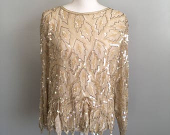 Winter Leaves Sequin Top