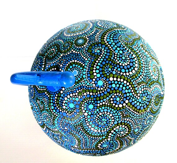 Hand Painted Metal Globe Dot Painting blue planet Earth