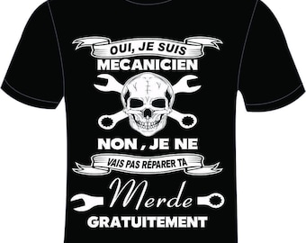 T-shirt black short sleeve 100% cotton B & C mechanic man