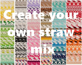 Paper Straws, Create your own Paper Straw Mix, Choice of over 300 colors, Mix and Match Paper Straws, Custom Birthday Party Paper Straws