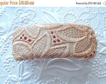 CLEARANCE - Tangerine barrette, lace barrette, floral barrette, fabric barrette, hair accessory, fashion accessory