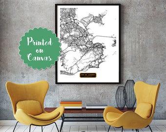 Rio de Janeiro Brazil CANVAS Large Art City Map Rio de Janeiro Brazil Art Print poster map art jt JackTravelMap
