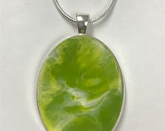 Beautiful large green resin pendant