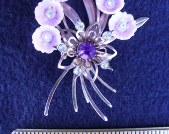 Gold Tone Rhinestone Flower Bouquet Brooch(15)