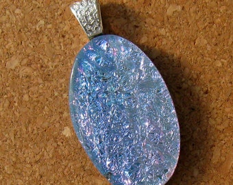 Blue Dichroic Pendant - Fused Glass Pendant - Glass Jewelry - Glass Pendant - Dichroic Jewelry