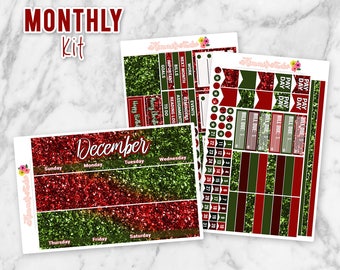 DECEMBER Planner Kit ECLP Printable Stickers Monthly Planner