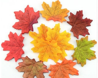 Artificial Autumn Leaves Maple Leaves Autumn Decoration / 100 pcs