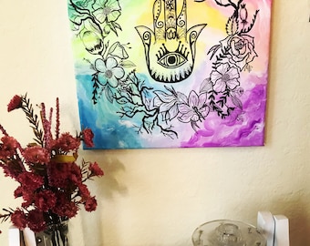 Floral Hamsa Painting