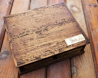 Personalized Rustic Makeup Box - Jewelry Box with inside mirror.