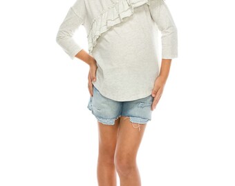Ruffle detail 3/4 sleeve top