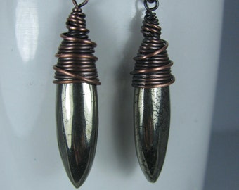 Wire wrapped Pyrite Daggers