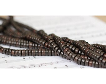 Set of 20 ebony wood - 8x3.5mm rondelle beads