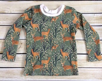 Deer Family Organic Knit Shirt - Tank Top, Long or Short Sleeves Sizes 0/3 Months- 6. Organic clothing for Babies, Toddlers & Children