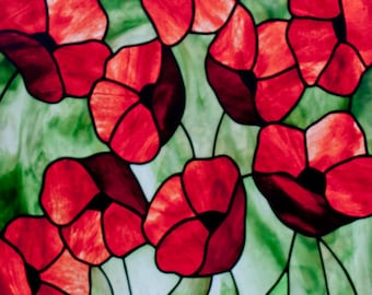 Poppies Stained Glass Pattern. © David Kennedy Designs.