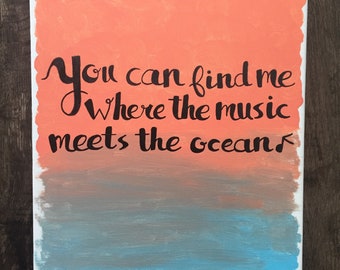 Custom 11x14 Hand Painted Canvas Sign - Jump Right in by Zac Brown Band